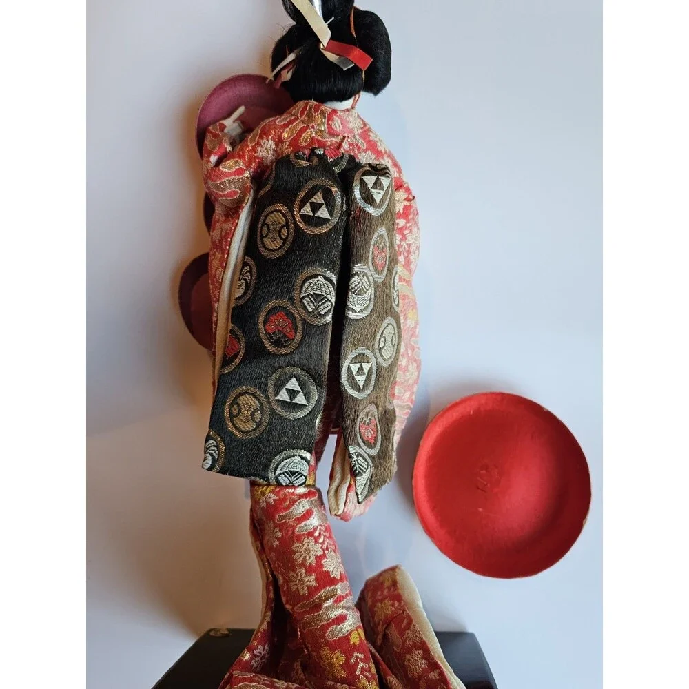 Vintage 1960 Nishi Doll Geisha Red Kimono Japan 17” Tall Japanese